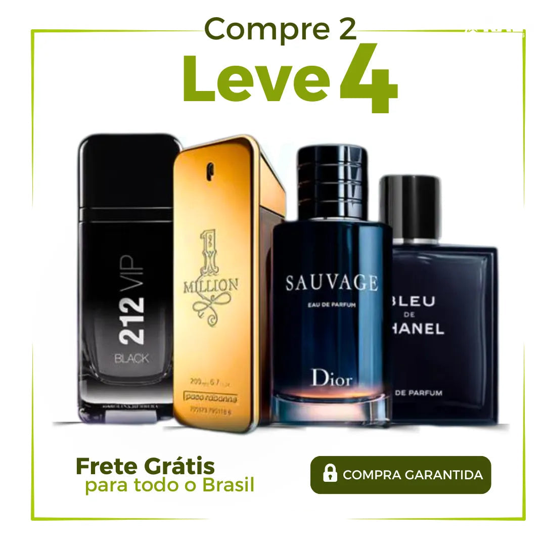 Combo 4 Perfumes Masculinos Importados (100ml) - 1 Million | Invictus | 212 VIP | Bleu [FRETE GRÁTIS]